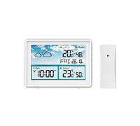 Avvisi Della Stazione Meteorologica A Colori Wireless Ampio Display LCD Misuratore Di Umidità Della Temperatura Previsioni Del Tempo Orologio Da Tavolo Da Parete Monitor Accurato(White)