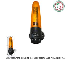Avviso Luminoso Arancio 6+6 Led Luce Fissa o Intermittente Macchinario Pericolos