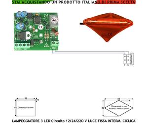 Avviso Movimento Barrira Tubo 80 mm Luce 3 Led Lampeg. Ciclica Fissa 12/24/230 V