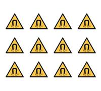 Avviso sul campo magnetico: W006 - DIN EN ISO 7010 / ASR A1.3 - Adesivo: Ø 2,5 cm, 12 pezzi
