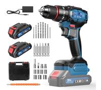 Avvitatore a Batteria Con Motore Brushless, Trapano a Batteria 21 V, Set Con 2 Batterie 2.0 Ah, Set di Cacciavite Elettrico 20+3 Livelli di Coppia, 26 Accessori e Custodia, Per Riparazioni e Fai da te
