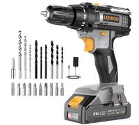 Avvitatore a Batteria, LEEIKOO Trapano Avvitatore Batteria 21V, Avvitatore Elettrico 42N.m con Batteria da 2.0Ah, 2 Velocità, 18+1 Coppie, 20 Accessori, Luce a LED Per Fai da te, Casa e Giardino