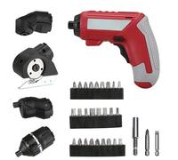 Avvitatore a batteria, trapano elettrico con coppia di 6 Nm, batteria da 2000 mAh, 29 bit, 3 adattatori, testa di taglio, lampada a LED e scatola di plastica