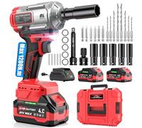Avvitatore a Impulsi a Batteria 3-in-1 / Impact Driver/Trapano a Percussione - 1200Nm Alta Coppia 1/2" con Motore Brushless, 2× Batterie 4.0Ah, Bussole, Punte e Inserti - Ideale per Auto, DIY e Uso