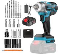 Avvitatore a Impulsi Batteria 21V, 300Nm Motore Brushless 1/2" con Batteria 4.0Ah, Avvitatore Elettrico per Cambio Ruote Auto & Montaggio, in aricabatterie Rapido & 26 Accessori in Valigetta