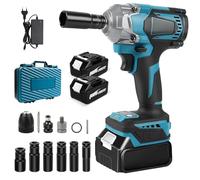 Avvitatore a Impulsi Brushless, 700Nm Avvitatori a Massa Battente, 1/2" Avvitatore a Batteria con 2 x 3,0Ah Batteria, Caricatore Rapido, 6 Bussola, Chiave a Urto Elettrica per Avvitare e Svitare