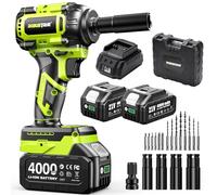 Avvitatore a impulsi Robustrue, 406Ft-lbs (550 Nm), avvitatore a impulsi brushless da 1/2″, avvitatore a impulsi da 2500rpm, 2 batterie da 4,0 Ah