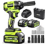 Avvitatore a impulsi Robustrue, 406Ft-lbs (550 Nm), avvitatore a impulsi brushless da 1/2″, avvitatore a impulsi da 2500rpm, 2 batterie da 4,0 Ah