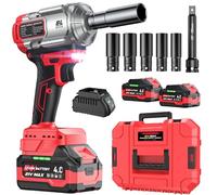 Avvitatore a impulsi senza fili 1200 N·m, 21V 4.0Ah×2 batterie + caricabatterie rapido, 3 velocità + luce LED, include 5 bussole + barra di estensione + valigetta, per auto, cantiere e fai-da-te