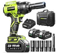 Avvitatore a Percussione a Batteria, 1200 Nm (860 ft-lbs), 1/2 High Torque Brushless Impact Gun, 2300 RPM Power Wrench, 2 Batterie da 5,0 Ah, Caricatore Rapido, Pistola De Impacto for Heavy