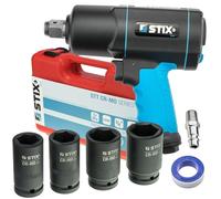 Avvitatore ad aria compressa 3/4" 2200 Nm + 4 bussole a percussione - Set professionale per camion e officina, meccanismo a doppio martello, dadi CR-MO