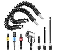 Avvitatore Angolo Adattatore, Adattatore per Trapano ad Angolo Retto a 105 Gradi + 3 Supporti Magnetici + 2 Prolunga Flessibile Avvitatore + 3pcs Adattatore Esagonale Chiavi Bussola