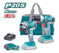 AVVITATORE+AVVITATORE A MASSA BATTENTE 1/4" 20V +2 BATTERIE 2Ah +ACCESSORI TOTAL