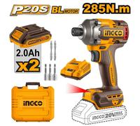 Avvitatore Impulsi Brushless 1/4" INGCO + 2 batt. 20V + Carcabatt. con Valigetta
