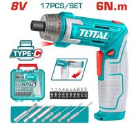 AVVITATORE MINI CACCIAVITE A BATTERIA 8V 6Nm CON VALIGETTA E ACCESSORI TOTAL