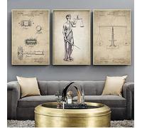 Avvocato Lady Giustizia Diritto Brevetti Posters e Stampe Scale Di Giustizia Avvocato Wall Art Tela Pittura Avvocato Ufficio Wall Decor Senza cornice-30x40cmX3