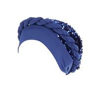 Avvolgere i capelli copertura della testa treccia berretto etnico turbante copricapo cappello pre-legato berretti da baseball cappello da reporter, Blu, Taglia unica