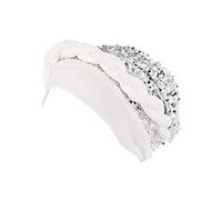 Avvolgere i capelli copertura della testa treccia berretto etnico turbante copricapo cappello pre-legato berretti da baseball cappello da reporter, bianco, Taglia unica