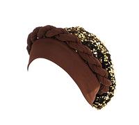 Avvolgere i capelli copertura della testa treccia berretto etnico turbante copricapo cappello pre-legato berretti da baseball cappello da reporter, Caff, Taglia unica
