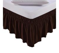 Avvolgi la gonna a letto elastico Bed Elastico Ruffles Easy Fit Facile Off Fade Resistente Solido Color Letto Gonne Hotel(Chocolate,Queen AND King)