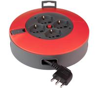 POLY POOL - PP2730 Avvolgicavo 4 m - Avvolgicavo elettrico 4 Prese Pluristandard e Spina Salvaspazio Standard Italiano Grande 16 A - Prolunga Elettrica con Disgiuntore Termico