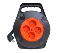 Avvolgicavo 4 prese da 10 m, 3 Gx1,5 mm in rame, con termostato di sicurezza. Potenza massima di 3250 W, ideale per collegare più dispositivi in modo sicuro.