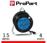 Avvolgicavo 4pos bipasso/schuko 15metri spina16A nero