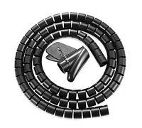 Avvolgicavo a spirale, 5 m, protezione per gestire e organizzare i cavi, tagliabile e flessibile, organizer per cavi di TV e computer (25 mm, nero)