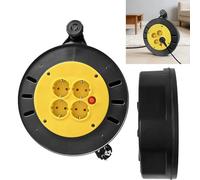 Avvolgicavo arrotolabile, cavo di prolunga da 10 m con connettore a 4 scomparti, nucleo in rame 13 A, protezione termica, struttura compatta, ideale per cantieri, attrezzi e tosaerba, facile da usare