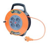 Avvolgicavo compatto retrattile / tamburo per cavi, 10 m di cavo con 4 prese IP20 + fusibile termico