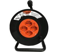 Avvolgicavo con spina Bticino 16A e 4 prese universali cavo 25 m Nero-arancio