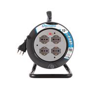 Electraline Avvolgicavo 49217 - 15 m - 4 prese 2P+T 16A bipasso Schuko - 3x1,5 mmq