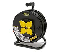 Avvolgicavo elettrico professionale, 4 prese e spina Schuko, H07RN-F3G1.5MM2, 40M, GS (TUV)- IP44.