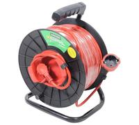 Avvolgicavo estensibile da 50 m per esterni, 3 x 1,5 mm, resistente, ideale per l'uso in giardini, terrazze e attività all'aperto.