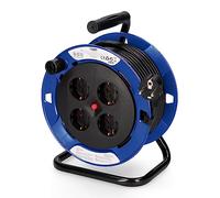 Avvolgicavo professionale con protezione termica, 3 x 1,5 mm, 15 m e 4 prese T/TL. Ideale per un utilizzo sicuro ed efficiente in qualsiasi spazio, mantiene i tuoi dispositivi collegati senza rischi.