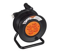 Avvolgicavo Prolunga 15 m 4 Prese Universali BTicino S2515N Nero/Arancio