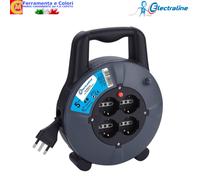 Avvolgicavo Prolunga 4 Prese Schuko Cavo 5 10 mt Sezione Cavo 3X1,5 220V - 50 Hz