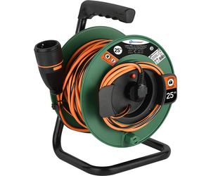 Avvolgicavo prolunga da giardino 25 Mt con sistema di blocco presa 3500W max. ELECTRALOCK 49237