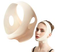 Avvolgimento for scolpire il viso al collagene, maschera facciale traspirante riutilizzabile Sottogola modellante for la mascella for un dimagrimento facciale adatto al sonno(Skin color,Large)