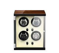 Avvolgitore automatico per 4 orologi, silenzioso, con 5 modalità di rotazione, design in pelle nera e legno, cuscini flessibili per una conservazione sicura
