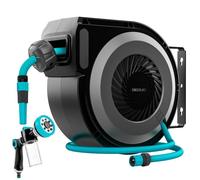 Cecotec Avvolgitubo 10 m HydroShell 100 Pro. Avvolgitore automatico con SlowReturn e Smooth Technology, portatile con rotazione di 180°, pistola a spruzzo 8 funzioni con serbatoio per sapone