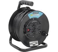Avvolgitore estensibile 30 m 4T 3 x 2,5 mm IP44, ideale per uso esterno, impermeabile e facile da riporre.