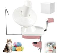 Avvolgitore Gomitoli con Base Anti-Scorrevole, Gomitolatore Facile Installare, Accessorio Regolabile per Maglia e Uncinetto, Strumento Filato Manuale Portatile per Appassionati Filati (Rosa)