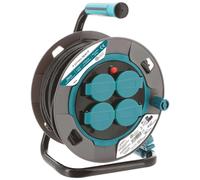 Avvolgitore per cantiere, 25 metri, guida per cavo, 4 prese con valvola - sezione 3G1,5mm2 - IP44 - Maniglia