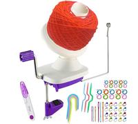 Avvolgitore per gomitoli di lana, pratico avvolgitore di lana viola per filato, combo avvolgitore a sfera con facile installazione per la conservazione del filato + 53 pezzi di aghi per maglieria + 1