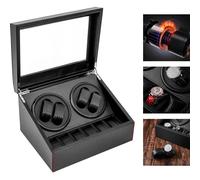 Avvolgitore per orologi in pelle PU in fibra di carbonio con rotazione automatica, scatola portaoggetti per orologi, vetrina, giradischi elettrici