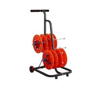Avvolgitore robusto per cavi di prolunga e tubi, dispenser professionale a rack con 4 bobine e avvolgitore per corde, ideale per progetti di distribuzione elettrica urbana.