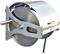 Avvolgitubo a parete in acciaio inox con coperchio, soluzione di stoccaggio durevole per irrigazione da giardino e da esterno