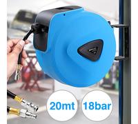 Bakaji Avvolgitubo Aria Compressa con Tubo 20 mt Attacco 1/4" Fissaggio a Parete Muro Sistema blocco automatico, Salvaspazio Accessorio Compressore Aria compressa Pressione Max 18 Bar
