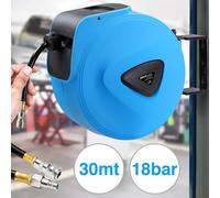 Bakaji Avvolgitubo Aria Compressa con Tubo 30 mt Attacco 1/4" Fissaggio a Parete Muro Sistema blocco automatico, Salvaspazio Accessorio Compressore Aria compressa Pressione Max 18 Bar